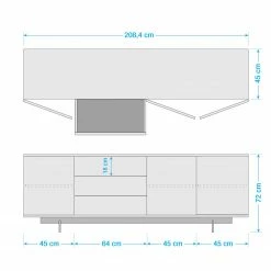 Eva Padberg Collection Sideboard Payara - Echtholzfurnier - Walnuss / Anthrazit -BÜROMÖBEL Verkaufsgeschäft 1000007105 201015 10382700001 SKETCH DETAILS P000000001000007105 sketch
