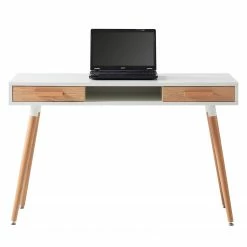 Mørteens Schreibtisch Lewin - Eiche teilmassiv - Weiß / Eiche -BÜROMÖBEL Verkaufsgeschäft 1000008545 190626 12524000002 GALLERYIMAGES P000000001000008545