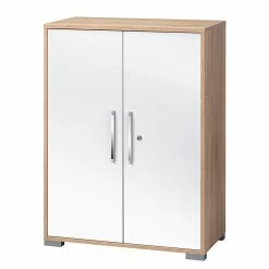 Aktenschrank Merit I - Eiche Sonoma Dekor / Hochglanz Weiß