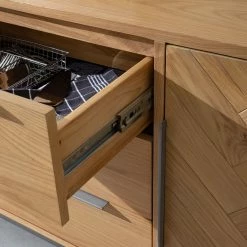 Ars manufacti Sideboard Dharai - Echtholzfurnier / Metall - Eiche / Silber -BÜROMÖBEL Verkaufsgeschäft 1000117155 180827 07154704 GALLERYIMAGES P000000001000117155