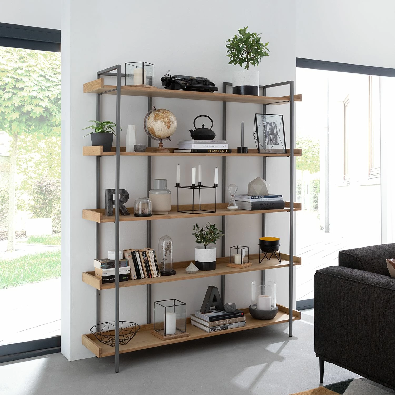 Ars manufacti Bücherregal Dharai II - Echtholzfurnier / Metall - Eiche / Silber 4 Ars manufacti Bücherregal Dharai II - Echtholzfurnier / Metall - Eiche / Silber – Bild 2