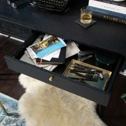 Studio Copenhagen Schreibtisch Moyo - Eiche teilmassiv / Metall - Matt Schwarz / Gold -BÜROMÖBEL Verkaufsgeschäft 1000123494 190315 15403300004 GALLERYIMAGES P000000001000123494