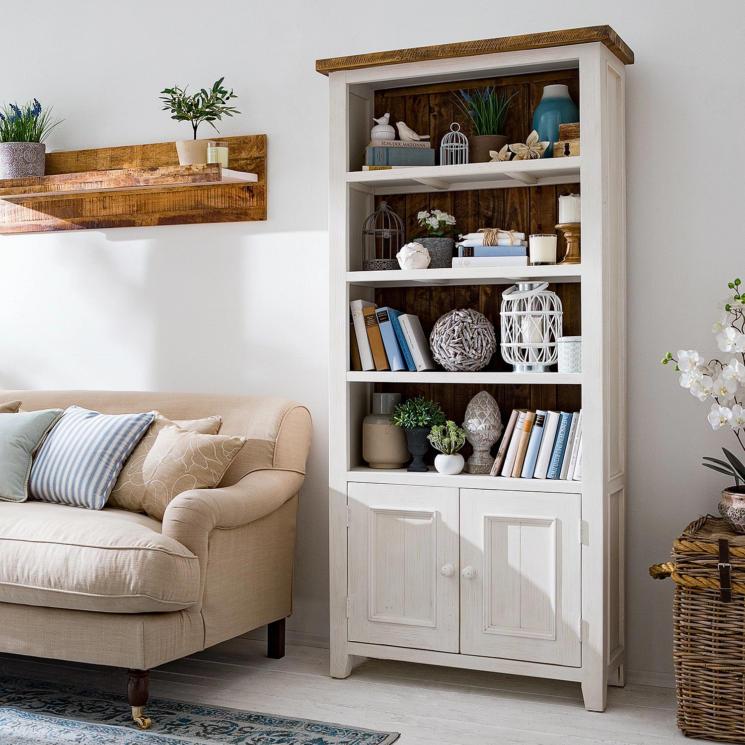 Maison Belfort Bücherregal Balignton I - Kiefer massiv - Weiß / Kiefer 4 Maison Belfort Bücherregal Balignton I - Kiefer massiv - Weiß / Kiefer – Bild 2