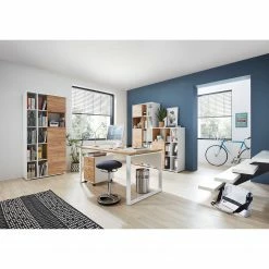 Germania Schreibtisch Lioni - Eiche Navarra Dekor / Weiß -BÜROMÖBEL Verkaufsgeschäft 1000126195 181009 10480405 MOOD GALLERYIMAGES P000000001000126195 mood