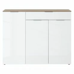 Germania Sideboard Cetano - Hochglanz Weiß / Eiche Navarra Dekor - Breite: 134 cm -BÜROMÖBEL Verkaufsgeschäft 1000126224 180727 08195133 GALLERYIMAGES P000000001000126224