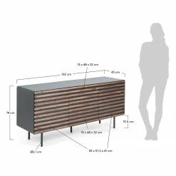 Norrwood Sideboard Kipra - Echtholzfurnier - Walnuss / Graphit -BÜROMÖBEL Verkaufsgeschäft 1000150226 181214 16440300080 GALLERYIMAGES P000000001000150226