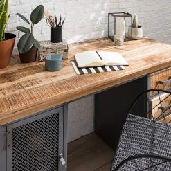 Ars manufacti Schreibtisch Hunter II - Mango massiv / Metall - Mango / Silber -BÜROMÖBEL Verkaufsgeschäft 1000150447 210630 15210700013 DETAILS P000000001000150447