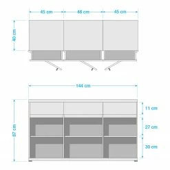 Germania Sideboard Lissabon - Buche Dekor / Anthrazit - Breite: 144 cm -BÜROMÖBEL Verkaufsgeschäft 1000150687 181217 15305300020 GALLERYIMAGES P000000001000150687