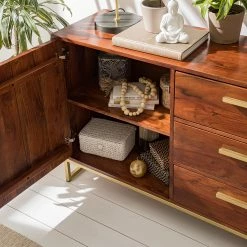 Jack & Alice Sideboard Loga - Akazie massiv / Eisen - Akazie Braun -BÜROMÖBEL Verkaufsgeschäft 1000153425 190925 06220300016 DETAILS P000000001000153425