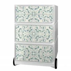 EasyOffice by Paperflow Rollcontainer easyBox Floral I - Kunststoff - Weiß