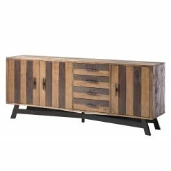 Ars manufacti Sideboard Tamati II - Pinie massiv / Eisen - Pinie / Schwarz