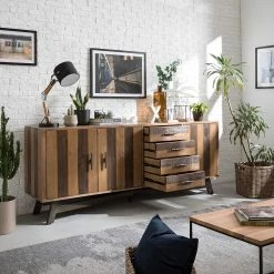 Ars manufacti Sideboard Tamati II - Pinie massiv / Eisen - Pinie / Schwarz -BÜROMÖBEL Verkaufsgeschäft 1000166787 200117 06085800004 MOOD DETAILS P000000001000166787 mood