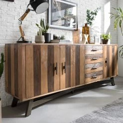 Ars manufacti Sideboard Tamati II - Pinie massiv / Eisen - Pinie / Schwarz -BÜROMÖBEL Verkaufsgeschäft 1000166787 200117 06085800007 MOOD DETAILS P000000001000166787 mood