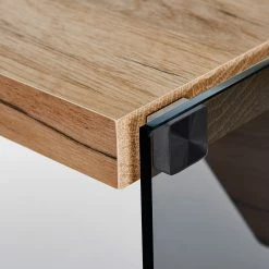 Jahnke Schreibtisch LUX C 150 E - Kernbuche Dekor / Grauglas -BÜROMÖBEL Verkaufsgeschäft 1000168499 200515 13593400023 DETAILS P000000001000168499