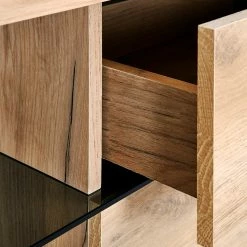 Jahnke Schreibtisch LUX C 150 E - Kernbuche Dekor / Grauglas -BÜROMÖBEL Verkaufsgeschäft 1000168499 200515 13593400024 DETAILS P000000001000168499