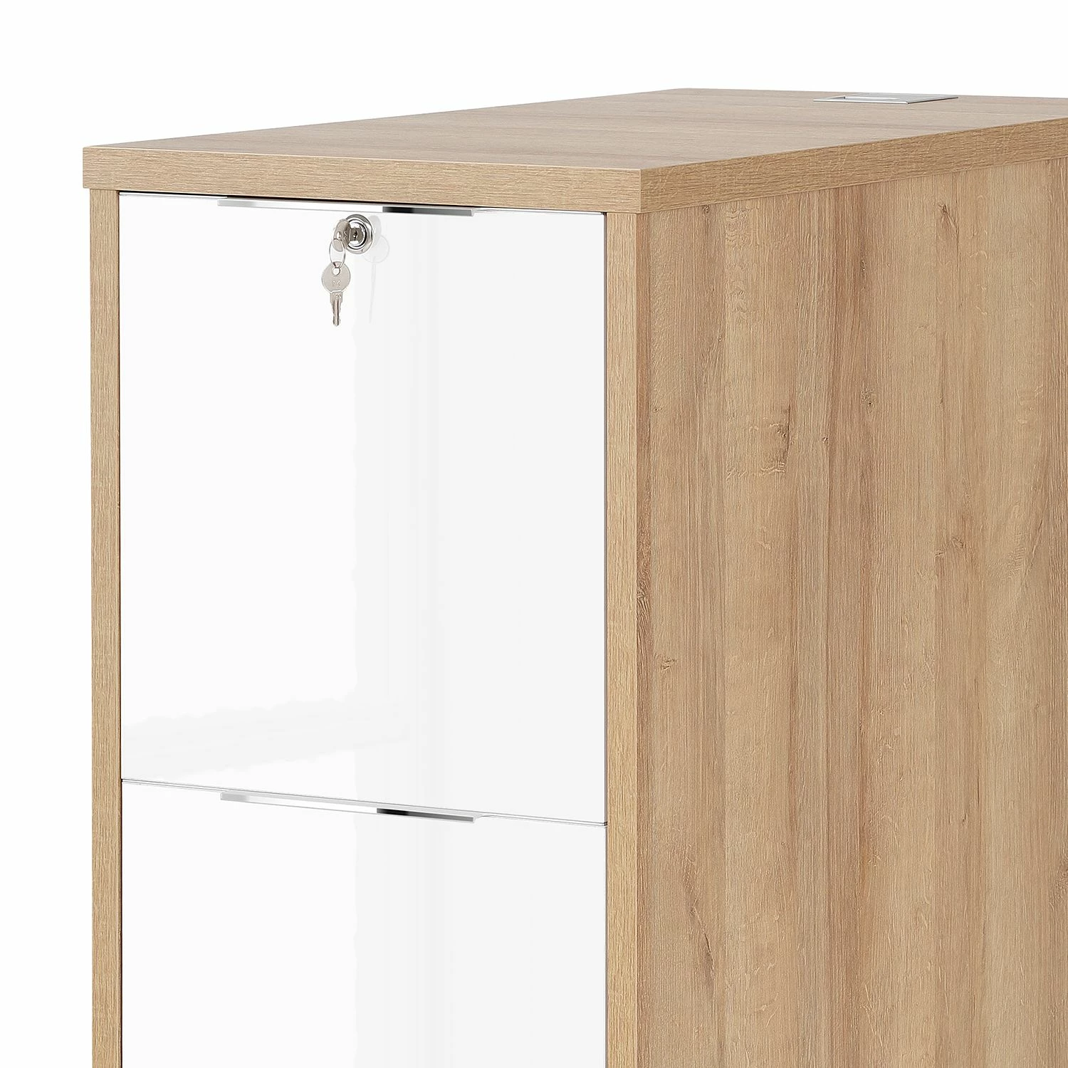 Maja Möbel Container eDJUST II - Hochglanz Weiß / Eiche Riviera Dekor 7 Maja Möbel Container eDJUST II - Hochglanz Weiß / Eiche Riviera Dekor – Bild 5
