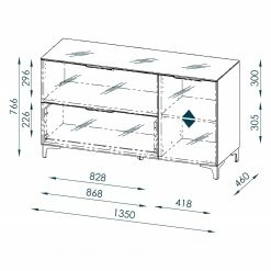 Maja Möbel Sideboard Shino I - Glas Schwarz / Eiche Riviera Dekor -BÜROMÖBEL Verkaufsgeschäft 1000170603 190418 12393200041 GALLERYIMAGES P000000001000170603