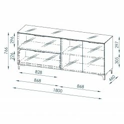 Maja Möbel Sideboard Shino II - Glas Weiß / Eiche Riviera Dekor -BÜROMÖBEL Verkaufsgeschäft 1000170608 190418 12393400067 GALLERYIMAGES P000000001000170608