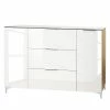 Maja Möbel Sideboard Shino IV - Glas Weiß / Eiche Riviera Dekor
