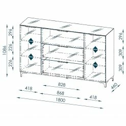 Maja Möbel Sideboard Shino IV - Glas Weiß / Eiche Riviera Dekor -BÜROMÖBEL Verkaufsgeschäft 1000170611 190418 12393400081 GALLERYIMAGES P000000001000170611