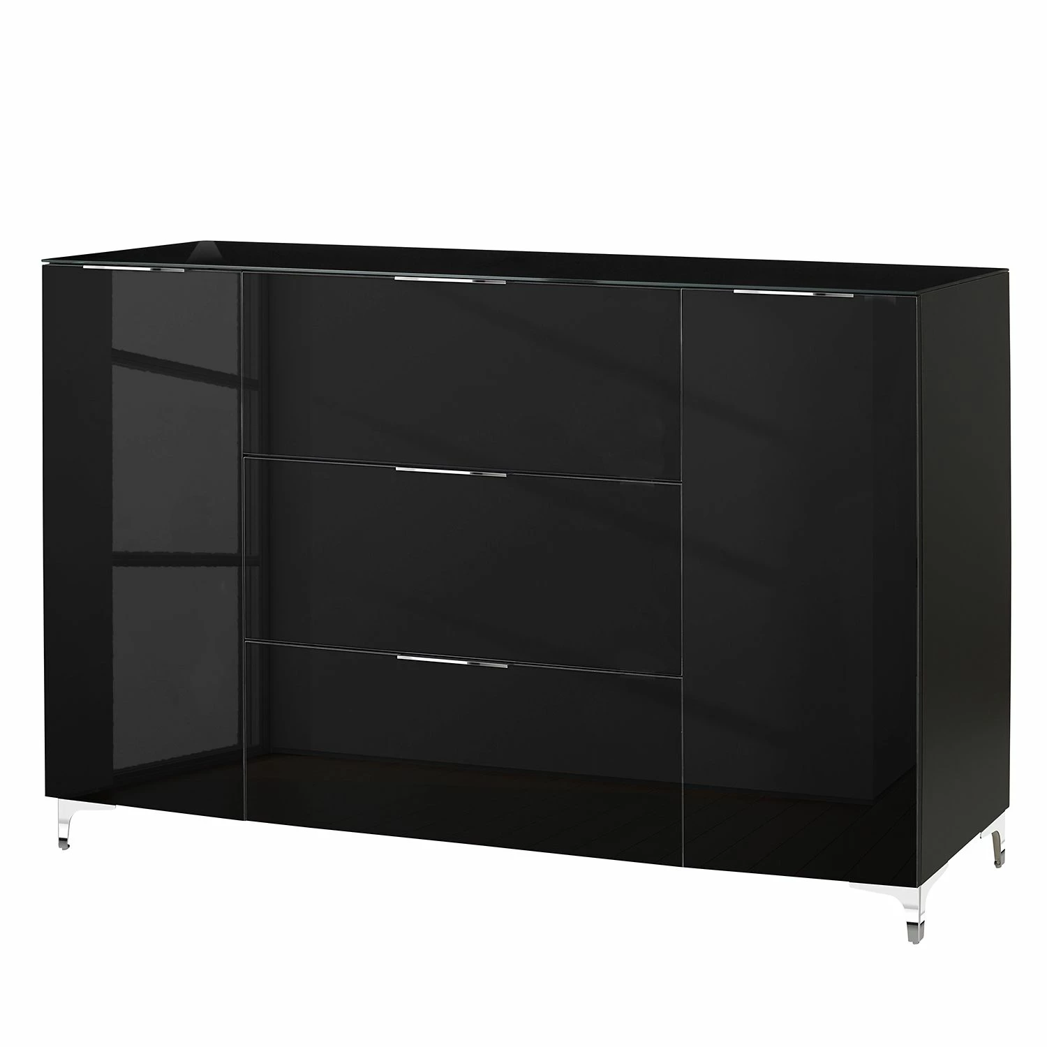 Maja Möbel Sideboard Shino IV - Glas Schwarz / Schwarz 3 Maja Möbel Sideboard Shino IV - Glas Schwarz / Schwarz