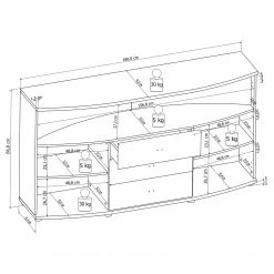 Loftscape Sideboard Mury - Hochglanz Weiß / Anthrazit -BÜROMÖBEL Verkaufsgeschäft 1000171334 190424 07575900111 GALLERYIMAGES P000000001000171334