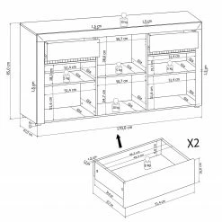 Loftscape Sideboard Charnocks - Hochglanz Weiß / Matt Weiß -BÜROMÖBEL Verkaufsgeschäft 1000171351 190424 07580400256 GALLERYIMAGES P000000001000171351
