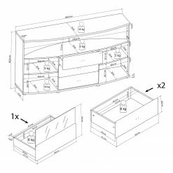 Loftscape Sideboard Jaguare - Hochglanz Weiß / Eiche Ribbeck Dekor -BÜROMÖBEL Verkaufsgeschäft 1000171366 191211 13361400003 SKETCH DETAILS P000000001000171366 sketch