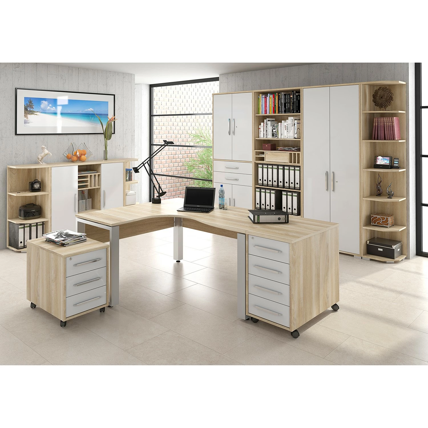 Maja Möbel Eckschreibtisch Marrara - Eiche Sonoma Dekor - Ecke davorstehend links 4 Maja Möbel Eckschreibtisch Marrara - Eiche Sonoma Dekor - Ecke davorstehend links – Bild 2