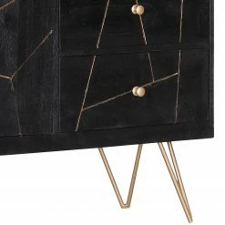 Jack & Alice Sideboard Towa - Akazie massiv / Metall - Schwarz / Gold -BÜROMÖBEL Verkaufsgeschäft 1000172965 190503 07493700076 GALLERYIMAGES P000000001000172965