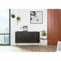 Jack & Alice Sideboard Towa - Akazie massiv / Metall - Schwarz / Gold -BÜROMÖBEL Verkaufsgeschäft 1000172965 211019 13182900031 MOOD DETAILS P000000001000172965 mood