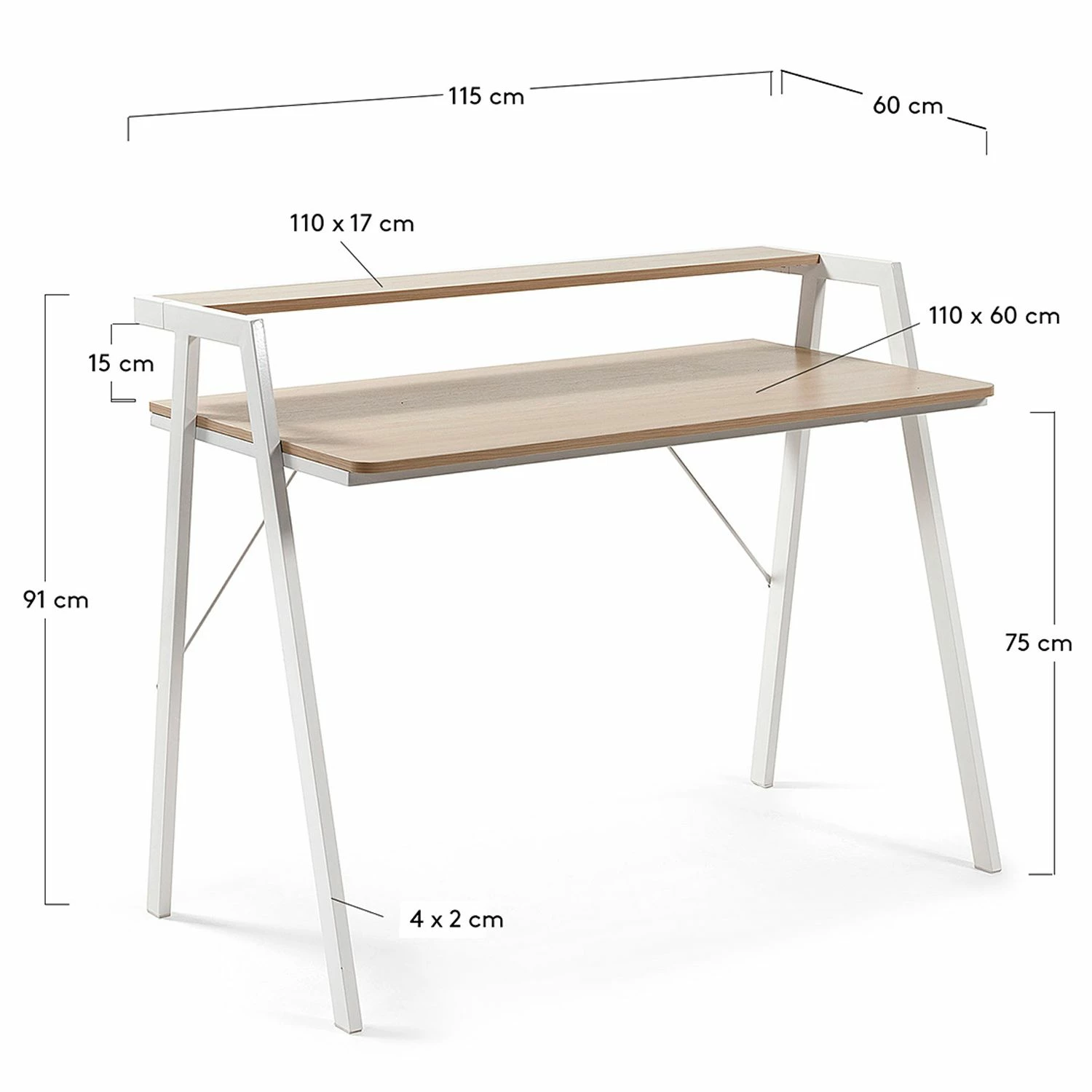 Norrwood Schreibtisch Heusy - Eiche Dekor / Weiß 7 Norrwood Schreibtisch Heusy - Eiche Dekor / Weiß – Bild 5