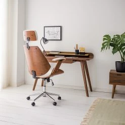 Fredriks Bürodrehstuhl Viiki - Kunstleder / Stahl - Weiß / Walnuss -BÜROMÖBEL Verkaufsgeschäft 1000176727 210212 13382900009 MOOD DETAILS P000000001000176727 mood 1