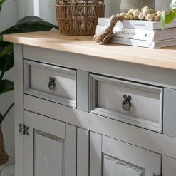 Maison Belfort Sideboard Finca Rustica - Kiefer massiv - Kiefer Grau -BÜROMÖBEL Verkaufsgeschäft 1000178029 200511 13145200003 DETAILS P000000001000178029