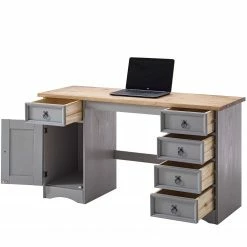 Maison Belfort Schreibtisch Finca Rustica I - Kiefer massiv - Kiefer Grau -BÜROMÖBEL Verkaufsgeschäft 1000178057 200422 06412100042 DETAILS P000000001000178057