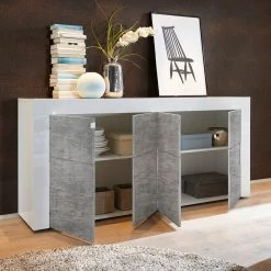 LC Spa Sideboard Easy III - Hochglanz Weiß / Beton Dekor -BÜROMÖBEL Verkaufsgeschäft 1000178268 201029 08541800593 MOOD DETAILS P000000001000178268 mood