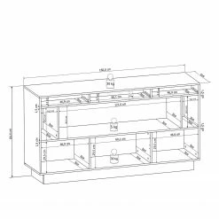 Fredriks Sideboard Bylas - Hochglanz Weiß -BÜROMÖBEL Verkaufsgeschäft 1000186228 190916 07213500006 SKETCH DETAILS P000000001000186228 sketch