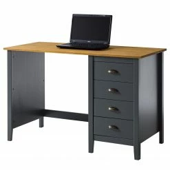 Maison Belfort Schreibtisch Rivery - Kiefer massiv - Anthrazit -BÜROMÖBEL Verkaufsgeschäft 1000187583 200205 11113400089 DETAILS P000000001000187583