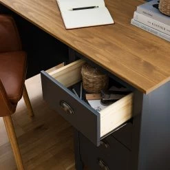 Maison Belfort Schreibtisch Rivery - Kiefer massiv - Anthrazit -BÜROMÖBEL Verkaufsgeschäft 1000187583 200312 14522800037 DETAILS P000000001000187583