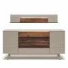 GWINNER Sideboard Misano II (2-teilig) - Inkl. Beleuchtung - Echtholzfurnier - Saharagrau / Balkeneiche