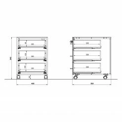 Rollcontainer Monteria - Glas - Weiß / Eiche Navarra Dekor -BÜROMÖBEL Verkaufsgeschäft 1000189529 191022 12044600036 SKETCH DETAILS P000000001000189529 sketch