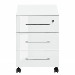 Rollcontainer Monteria - Glas - Weiß / Eiche Navarra Dekor -BÜROMÖBEL Verkaufsgeschäft 1000189529 220209 12431800030 DETAILS P000000001000189529