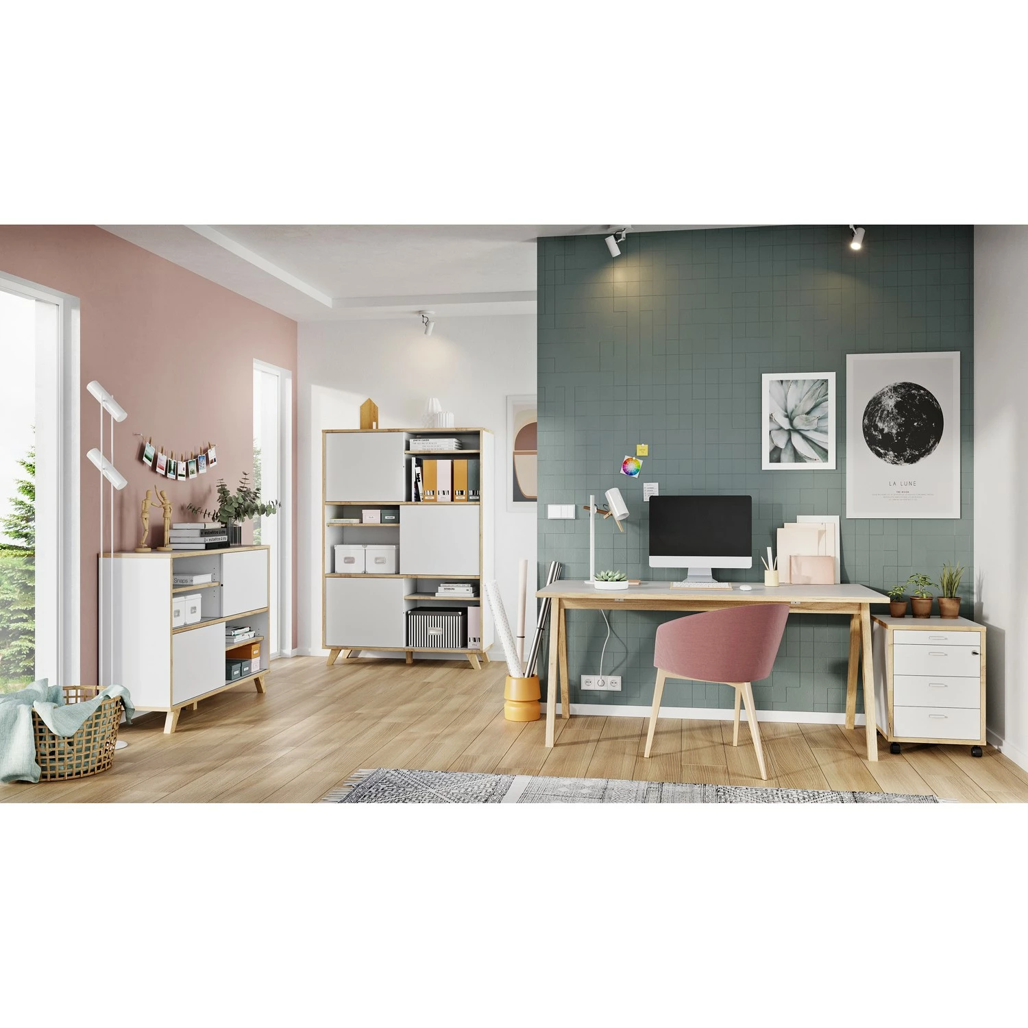 Germania Rollcontainer Svene - Weiß / Eiche Sonoma Dekor 4 Germania Rollcontainer Svene - Weiß / Eiche Sonoma Dekor – Bild 2