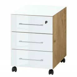 Germania Büroset Monteria I (5-teilig) - Glas - Weiß / Eiche Navarra Dekor -BÜROMÖBEL Verkaufsgeschäft 1000189536 191022 12045100079 DETAILS P000000001000189536