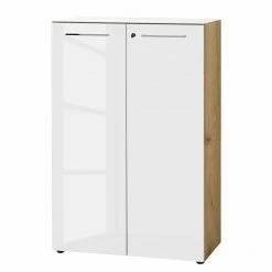 Germania Büroset Monteria IV (2-teilig) - Glas - Weiß / Eiche Navarra Dekor -BÜROMÖBEL Verkaufsgeschäft 1000189537 191022 12045200091 DETAILS P000000001000189537