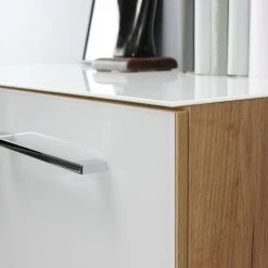 Germania Büroset Monteria IV (2-teilig) - Glas - Weiß / Eiche Navarra Dekor -BÜROMÖBEL Verkaufsgeschäft 1000189537 191022 12045300097 DETAILS P000000001000189537