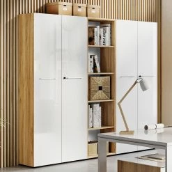 Germania Büroset Monteria III (2-teilig) - Glas - Weiß / Eiche Navarra Dekor -BÜROMÖBEL Verkaufsgeschäft 1000189538 201124 10065900002 MOOD DETAILS P000000001000189538 mood