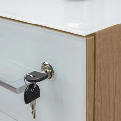 Germania Büroset Monteria V (3-teilig) - Glas - Weiß / Eiche Navarra Dekor -BÜROMÖBEL Verkaufsgeschäft 1000189547 191022 12050500197 DETAILS P000000001000189547