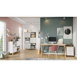 Germania Büroset Svene (4-teilig) - Weiß / Eiche Sonoma Dekor