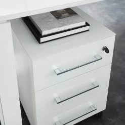 Germania Büroset Monteria I (5-teilig) - Glas - Weiß / Chrom -BÜROMÖBEL Verkaufsgeschäft 1000191067 191016 08103000013 DETAILS P000000001000191067